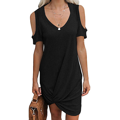 Women's T Shirt Dress Tee Dress Knee Length Dress White Light gray Black Dark Gray Navy Blue Light Blue Short Sleeve Solid Color Spring Summer V Neck Sexy Party Club 2021 S M L XL XXL
Women's T Shirt Dress Tee Dress Knee Length Dress White Light gray Black Dark Gray Navy Blue Light Blue Short Sleeve Solid Color Spring Summer V Neck Sexy Party Club 2021 S M L XL XXL