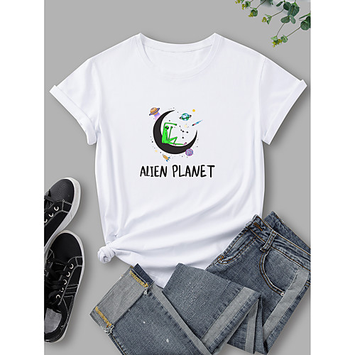 Women's T shirt Graphic Print Round Neck Basic Tops 100% Cotton White Purple Wine
Women's T shirt Graphic Print Round Neck Basic Tops 100% Cotton White Purple Wine