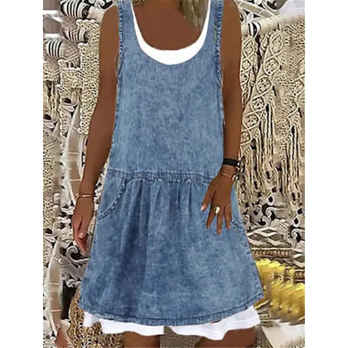 Women's A Line Dress Knee Length Dress Light denim Sleeveless Print Spring Summer Casual / Daily 2021 S M L XL XXL XXXL
Women's A Line Dress Knee Length Dress Light denim Sleeveless Print Spring Summer Casual / Daily 2021 S M L XL XXL XXXL