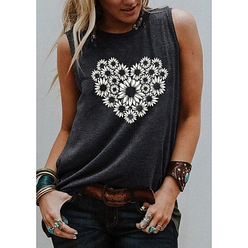 Women's Holiday Tank Top T shirt Graphic Heart Daisy Print Round Neck Basic Tops Blue Purple Light gray / Going out
Women's Holiday Tank Top T shirt Graphic Heart Daisy Print Round Neck Basic Tops Blue Purple Light gray / Going out