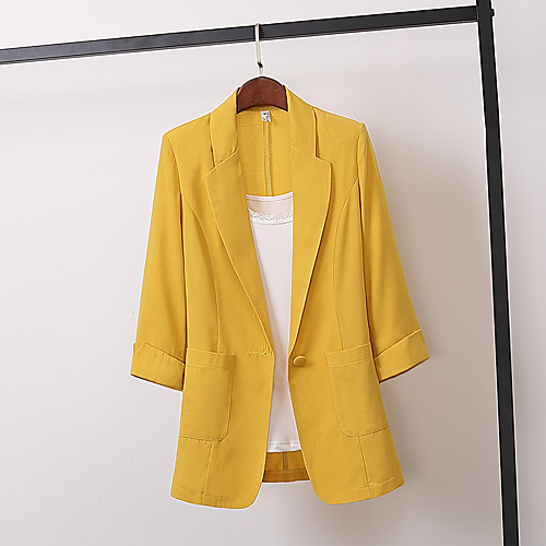 Women's Coat Casual / Daily Spring & Summer Regular Coat Shirt Collar Regular Fit Casual Jacket Solid Color Others Lemon Yellow White
Women's Coat Casual / Daily Spring & Summer Regular Coat Shirt Collar Regular Fit Casual Jacket Solid Color Others Lemon Yellow White