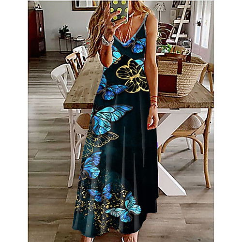 Women's Strap Dress Maxi long Dress Blue Sleeveless Butterfly Animal Print Spring Summer V Neck Casual Holiday 2021 S M L XL XXL 3XL
Women's Strap Dress Maxi long Dress Blue Sleeveless Butterfly Animal Print Spring Summer V Neck Casual Holiday 2021 S M L XL XXL 3XL