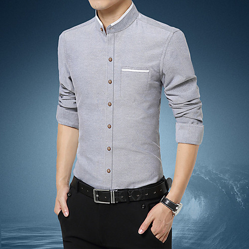 Men's Shirt non-printing Solid Colored Solid Color Long Sleeve Casual Tops Basic Casual Standing Collar Gray White Navy Blue / Work
Men's Shirt non-printing Solid Colored Solid Color Long Sleeve Casual Tops Basic Casual Standing Collar Gray White Navy Blue / Work