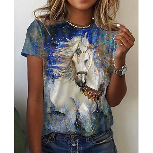 Women's 3D Printed Painting T shirt Graphic 3D Animal Print Round Neck Basic Tops Blue
Women's 3D Printed Painting T shirt Graphic 3D Animal Print Round Neck Basic Tops Blue