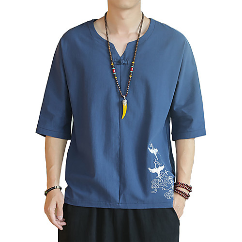 Men's T shirt Other Prints Animal Embroidered Half Sleeve Casual Tops Chinese Style Casual White Black Navy Blue
Men's T shirt Other Prints Animal Embroidered Half Sleeve Casual Tops Chinese Style Casual White Black Navy Blue