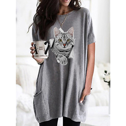 Women's T shirt Dress Cat Graphic 3D Round Neck Tops Basic Basic Top Black Wine Army Green
Women's T shirt Dress Cat Graphic 3D Round Neck Tops Basic Basic Top Black Wine Army Green