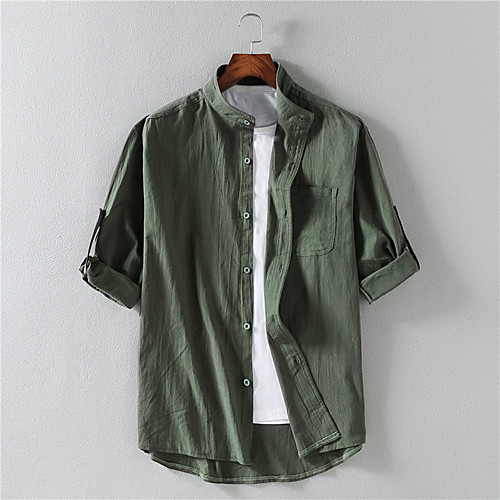 Men's Shirt Solid Color Button-Down Half Sleeve Casual Tops Cotton Casual Fashion Breathable Comfortable Army Green White Black / Stand Collar
Men's Shirt Solid Color Button-Down Half Sleeve Casual Tops Cotton Casual Fashion Breathable Comfortable Army Green White Black / Stand Collar