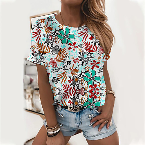 Women's Floral Theme Painting T shirt Floral Flower Print Round Neck Basic Tops Red Yellow Green
Women's Floral Theme Painting T shirt Floral Flower Print Round Neck Basic Tops Red Yellow Green