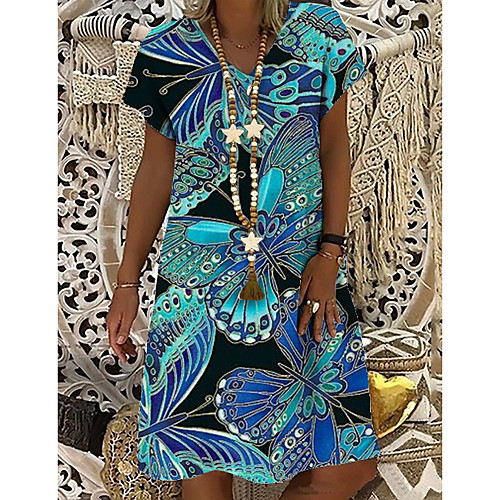 Women's T Shirt Dress Tee Dress Knee Length Dress Blue Short Sleeve Print Butterfly Animal Print Spring Summer V Neck Casual Holiday 2021 S M L XL XXL 3XL
Women's T Shirt Dress Tee Dress Knee Length Dress Blue Short Sleeve Print Butterfly Animal Print Spring Summer V Neck Casual Holiday 2021 S M L XL XXL 3XL