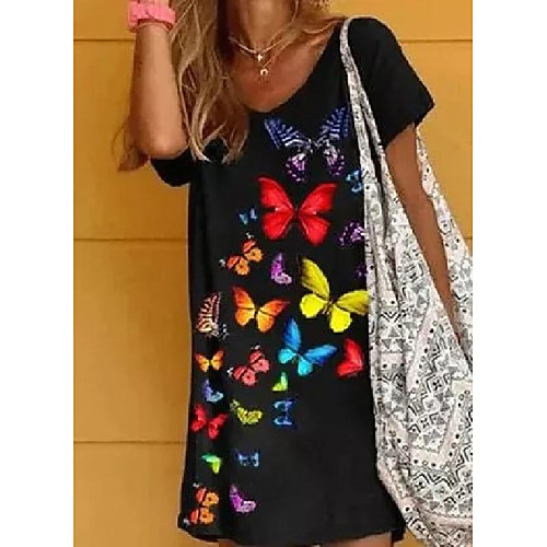 Women's T Shirt Dress Tee Dress Knee Length Dress Black-butterfly Black-flowers Short Sleeve Pattern Summer Casual / Daily 2021 S M L XL XXL
Women's T Shirt Dress Tee Dress Knee Length Dress Black-butterfly Black-flowers Short Sleeve Pattern Summer Casual / Daily 2021 S M L XL XXL