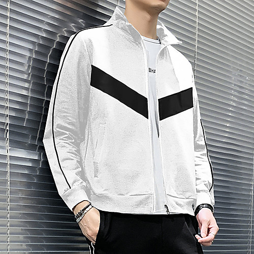 Men's Jacket Daily Spring & Summer Regular Coat Stand Collar Regular Fit Active Jacket Long Sleeve Color Block Print White Black
Men's Jacket Daily Spring & Summer Regular Coat Stand Collar Regular Fit Active Jacket Long Sleeve Color Block Print White Black