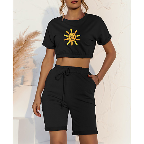 Women's Basic Streetwear Print Vacation Casual / Daily Two Piece Set Crop Top Tracksuit T shirt Loungewear Shorts Print Tops
Women's Basic Streetwear Print Vacation Casual / Daily Two Piece Set Crop Top Tracksuit T shirt Loungewear Shorts Print Tops