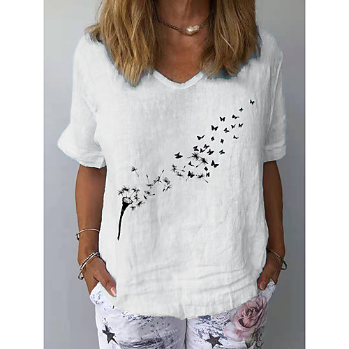 Women's Floral Theme Blouse Dandelion Print V Neck Basic Tops Cotton White Blue Light gray
Women's Floral Theme Blouse Dandelion Print V Neck Basic Tops Cotton White Blue Light gray