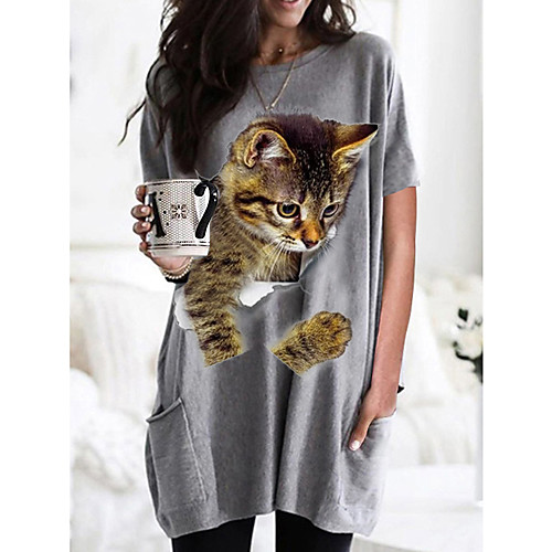 Women's T shirt Dress Cat Graphic 3D Round Neck Tops Basic Basic Top Black Wine Army Green
Women's T shirt Dress Cat Graphic 3D Round Neck Tops Basic Basic Top Black Wine Army Green