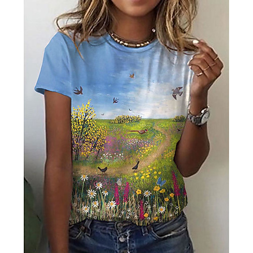 Women's Floral Theme 3D Printed Painting T shirt Floral Scenery 3D Print Round Neck Basic Tops Blue
Women's Floral Theme 3D Printed Painting T shirt Floral Scenery 3D Print Round Neck Basic Tops Blue