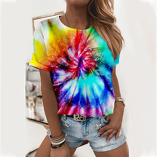 Women's Abstract Painting T shirt Color Block Tie Dye Print Round Neck Basic Tops Blue Red Yellow
Women's Abstract Painting T shirt Color Block Tie Dye Print Round Neck Basic Tops Blue Red Yellow