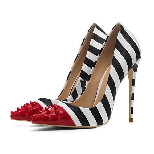 Women's Heels Stiletto Heel Pointed Toe Patent Leather PU Rivet Plaid Black / White
Women's Heels Stiletto Heel Pointed Toe Patent Leather PU Rivet Plaid Black / White