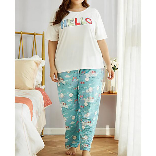 Women's Plus Size Suits Pajamas Graphic Letter Summer White Big Size XL 2XL 3XL 4XL
Women's Plus Size Suits Pajamas Graphic Letter Summer White Big Size XL 2XL 3XL 4XL