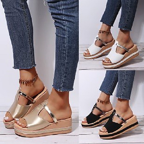 Women's Sandals Wedge Sandals Platform Sandals Wedge Heel Round Toe PU Solid Colored White Black Gold
Women's Sandals Wedge Sandals Platform Sandals Wedge Heel Round Toe PU Solid Colored White Black Gold