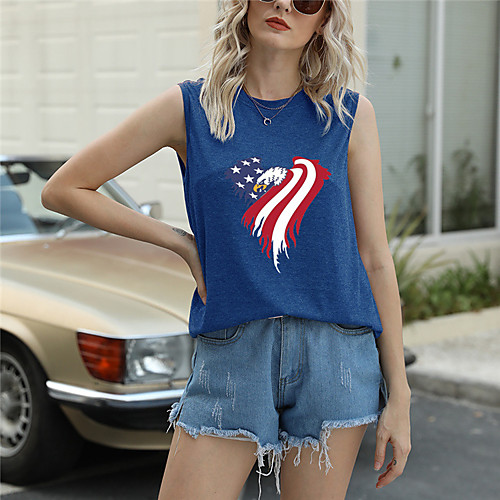 Women's Independence Day Tank Top T shirt Star USA American Flag Print Round Neck Basic Streetwear Tops Blue Blushing Pink Wine
Women's Independence Day Tank Top T shirt Star USA American Flag Print Round Neck Basic Streetwear Tops Blue Blushing Pink Wine
