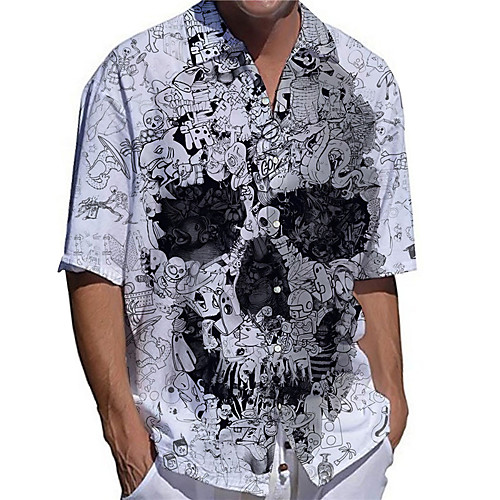 Men's Shirt 3D Print Skull Plus Size 3D Print Button-Down Short Sleeve Casual Tops Casual Fashion Streetwear Breathable White / Sports
Men's Shirt 3D Print Skull Plus Size 3D Print Button-Down Short Sleeve Casual Tops Casual Fashion Streetwear Breathable White / Sports