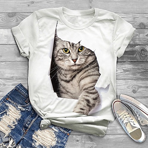 Women's Plus Size Tops T shirt Cat Graphic Print Short Sleeve Crewneck White Black Big Size XL XXL 3XL 4XL 5XL / Loose
Women's Plus Size Tops T shirt Cat Graphic Print Short Sleeve Crewneck White Black Big Size XL XXL 3XL 4XL 5XL / Loose