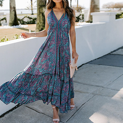 Women's Swing Dress Maxi long Dress Blue Sleeveless Print Summer V Neck Elegant Casual 2021 S M L XL
Women's Swing Dress Maxi long Dress Blue Sleeveless Print Summer V Neck Elegant Casual 2021 S M L XL