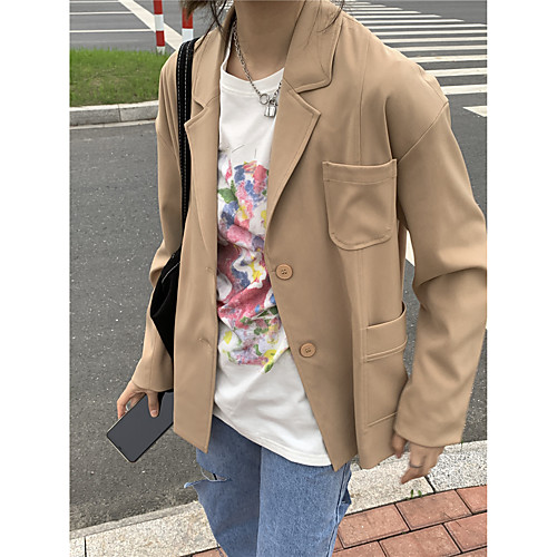 Women's Coat Formal Spring Summer Regular Coat U Neck Loose Casual / Daily Jacket Solid Color Formal Style Khaki. Tobacco green
Women's Coat Formal Spring Summer Regular Coat U Neck Loose Casual / Daily Jacket Solid Color Formal Style Khaki. Tobacco green