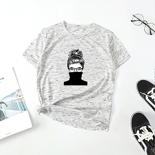 Women's T shirt Portrait Print Round Neck Tops Cotton Basic Basic Top White Blue Red
Women's T shirt Portrait Print Round Neck Tops Cotton Basic Basic Top White Blue Red