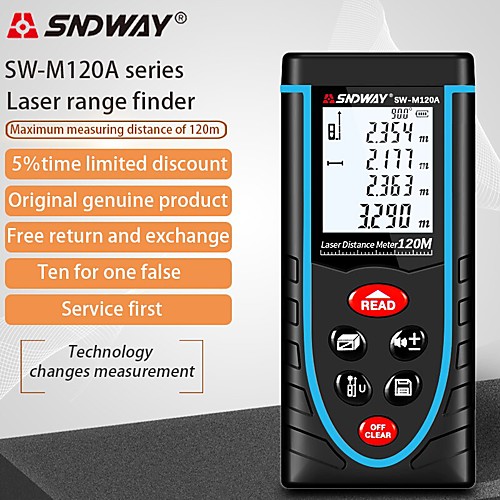 LITBest SW-M50A Laser Mistance Meter Infrared distance meter 0-120m Waterproof Dustproof Easy to Use for furniture installation for smart home measurement for engineering measurement
LITBest SW-M50A Laser Mistance Meter Infrared distance meter 0-120m Waterproof Dustproof Easy to Use for furniture installation for smart home measurement for engineering measurement