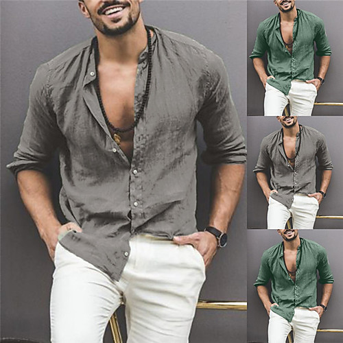 Men's Shirt Solid Colored Button-Down Long Sleeve Casual Tops Casual Fashion Breathable Comfortable Green Gray
Men's Shirt Solid Colored Button-Down Long Sleeve Casual Tops Casual Fashion Breathable Comfortable Green Gray