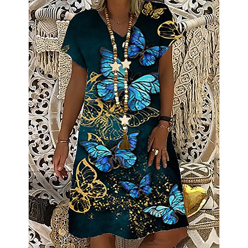 Women's T Shirt Dress Tee Dress Knee Length Dress Blue Short Sleeve Print Butterfly Animal Print Spring Summer V Neck Casual Holiday 2021 S M L XL XXL 3XL
Women's T Shirt Dress Tee Dress Knee Length Dress Blue Short Sleeve Print Butterfly Animal Print Spring Summer V Neck Casual Holiday 2021 S M L XL XXL 3XL