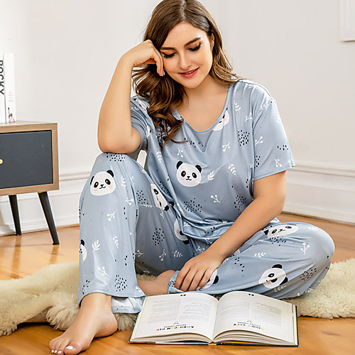 Women's Plus Size Suits Pajamas Panda Spring Summer Light Blue Big Size XL 2XL 3XL 4XL
Women's Plus Size Suits Pajamas Panda Spring Summer Light Blue Big Size XL 2XL 3XL 4XL