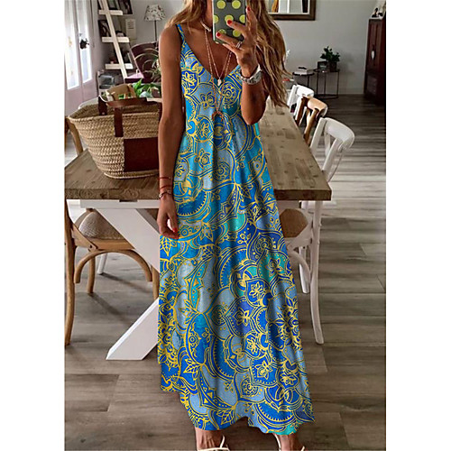 Women's A Line Dress Maxi long Dress Blue Sleeveless Floral Print Print Spring Summer V Neck Casual Holiday 2021 S M L XL XXL 3XL
Women's A Line Dress Maxi long Dress Blue Sleeveless Floral Print Print Spring Summer V Neck Casual Holiday 2021 S M L XL XXL 3XL
