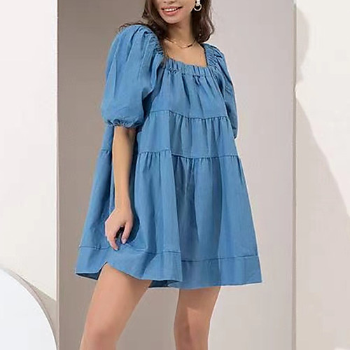 Women's Swing Dress Short Mini Dress Blue Short Sleeve Solid Color Smocked Spring Summer Square Neck Casual / Daily Loose 2021 One-Size
Women's Swing Dress Short Mini Dress Blue Short Sleeve Solid Color Smocked Spring Summer Square Neck Casual / Daily Loose 2021 One-Size
