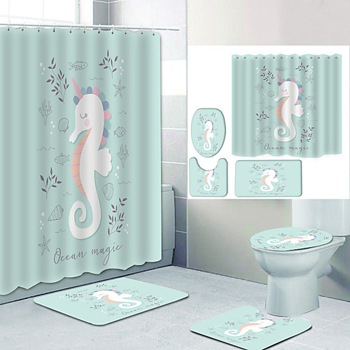 Seahorse Series Digital Printing Four-piece Set Shower Curtains and Hooks Modern Polyester Machine Made Waterproof Bathroom
Seahorse Series Digital Printing Four-piece Set Shower Curtains and Hooks Modern Polyester Machine Made Waterproof Bathroom