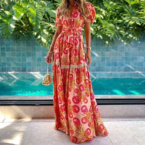 Women's A Line Dress Maxi long Dress Red Short Sleeve Pattern Summer Casual 2021 S M L XL XXL
Women's A Line Dress Maxi long Dress Red Short Sleeve Pattern Summer Casual 2021 S M L XL XXL