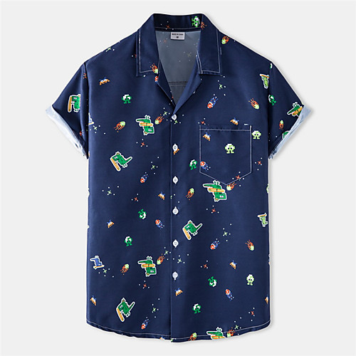 Men's Shirt Dinosaur Button-Down Short Sleeve Casual Tops Cotton Casual Fashion Breathable Comfortable Navy Blue / Beach
Men's Shirt Dinosaur Button-Down Short Sleeve Casual Tops Cotton Casual Fashion Breathable Comfortable Navy Blue / Beach