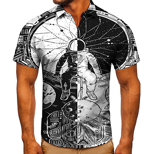 Men's Shirt 3D Print Graphic Prints Astronaut Button-Down Short Sleeve Street Tops Casual Fashion Classic Breathable Black / White
Men's Shirt 3D Print Graphic Prints Astronaut Button-Down Short Sleeve Street Tops Casual Fashion Classic Breathable Black / White
