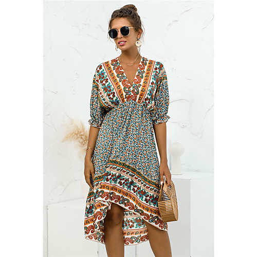 Women's A Line Dress Knee Length Dress Red Apricot Dark Blue 3/4 Length Sleeve Pattern Summer Casual 2021 S M L XL
Women's A Line Dress Knee Length Dress Red Apricot Dark Blue 3/4 Length Sleeve Pattern Summer Casual 2021 S M L XL