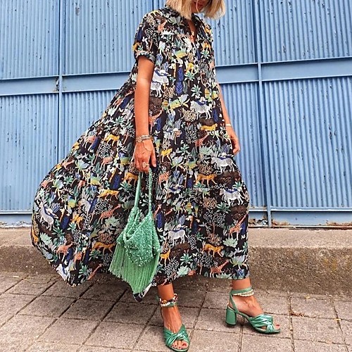 Women's A Line Dress Maxi long Dress color Short Sleeve Pattern Summer Casual 2021 S M L XL XXL
Women's A Line Dress Maxi long Dress color Short Sleeve Pattern Summer Casual 2021 S M L XL XXL