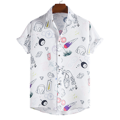 Men's Shirt Other Prints Colorful Print Short Sleeve Casual Tops Casual Tropical Classic Collar White / Summer
Men's Shirt Other Prints Colorful Print Short Sleeve Casual Tops Casual Tropical Classic Collar White / Summer