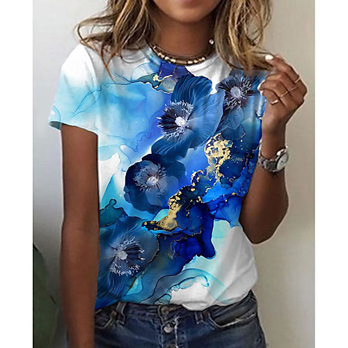 Women's Abstract Geometric Painting T shirt Floral Graphic Print Round Neck Basic Tops Blue Red Green
Women's Abstract Geometric Painting T shirt Floral Graphic Print Round Neck Basic Tops Blue Red Green