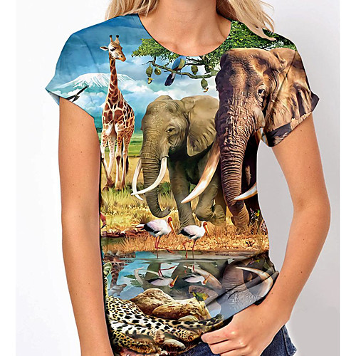 Women's 3D Printed Painting T shirt Scenery Giraffe Animal Print Round Neck Basic Tops Green
Women's 3D Printed Painting T shirt Scenery Giraffe Animal Print Round Neck Basic Tops Green