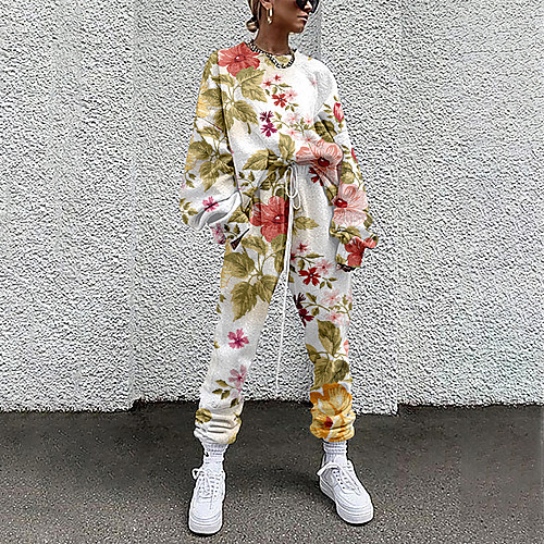Women's Basic Streetwear Floral Vacation Casual / Daily Two Piece Set Tracksuit T shirt Pant Loungewear Drawstring Print Tops
Women's Basic Streetwear Floral Vacation Casual / Daily Two Piece Set Tracksuit T shirt Pant Loungewear Drawstring Print Tops