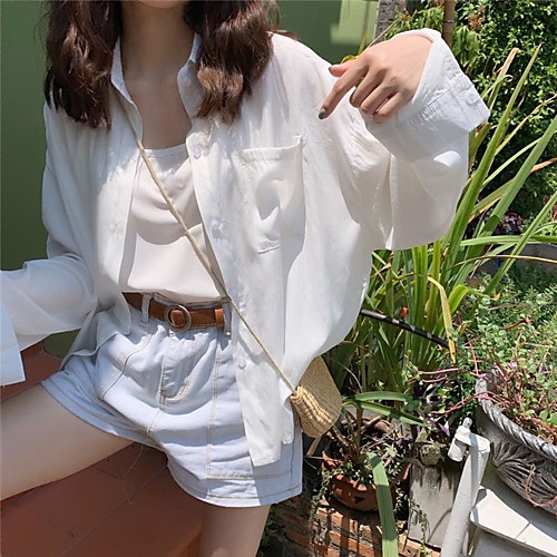 Women's Coat Daily Wear Spring Summer Regular Coat Regular Fit Casual / Daily Jacket Solid Color Others Fresh white Temperament blue
Women's Coat Daily Wear Spring Summer Regular Coat Regular Fit Casual / Daily Jacket Solid Color Others Fresh white Temperament blue