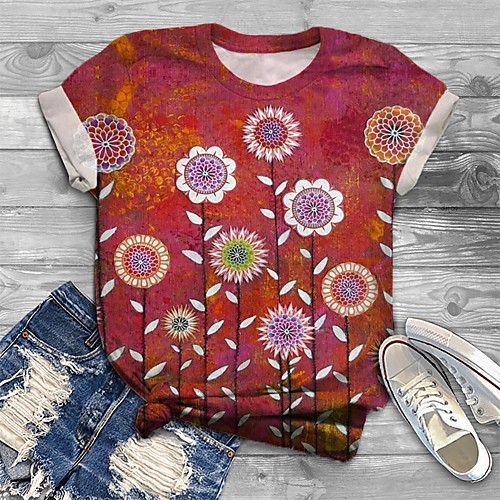 Women's Plus Size Tops T shirt Floral Graphic Geometry Print Short Sleeve Crewneck Red Big Size XL XXL 3XL 4XL 5XL / Loose
Women's Plus Size Tops T shirt Floral Graphic Geometry Print Short Sleeve Crewneck Red Big Size XL XXL 3XL 4XL 5XL / Loose
