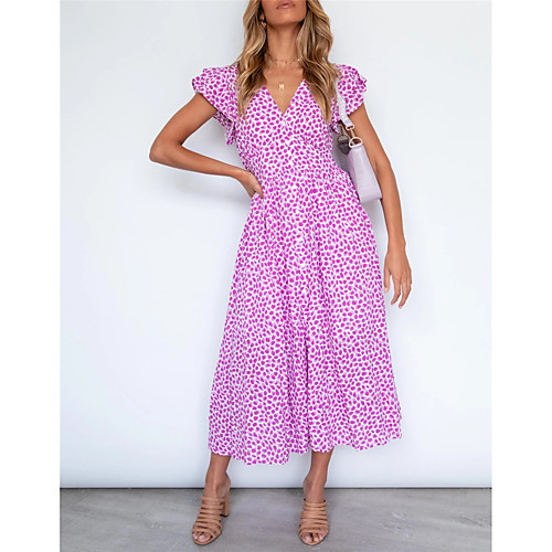 Women's Sheath Dress Maxi long Dress Fuchsia Short Sleeve Polka Dot Summer V Neck Elegant Holiday 2021 S M L XL
Women's Sheath Dress Maxi long Dress Fuchsia Short Sleeve Polka Dot Summer V Neck Elegant Holiday 2021 S M L XL