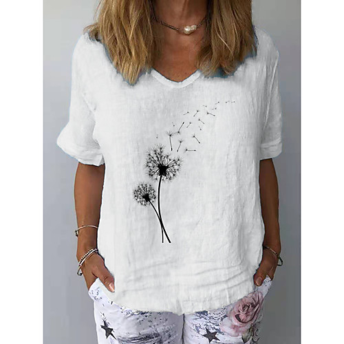Women's Floral Theme Blouse Dandelion Print V Neck Basic Tops Cotton White Blue Light gray
Women's Floral Theme Blouse Dandelion Print V Neck Basic Tops Cotton White Blue Light gray