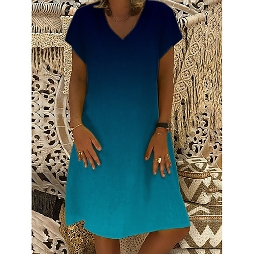 Women's A Line Dress Knee Length Dress Blue Blushing Pink Gray Green Red Short Sleeve Color Gradient Fall Spring V Neck Casual 2021 S M L XL XXL / Holiday
Women's A Line Dress Knee Length Dress Blue Blushing Pink Gray Green Red Short Sleeve Color Gradient Fall Spring V Neck Casual 2021 S M L XL XXL / Holiday